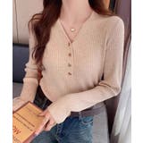 リブニット vネックニット やわらかヤク風ニット | COCOMOMO | 詳細画像11 