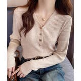 リブニット vネックニット やわらかヤク風ニット | COCOMOMO | 詳細画像14 