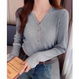 リブニット vネックニット やわらかヤク風ニット | COCOMOMO | 詳細画像15 