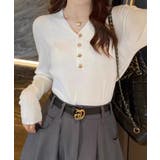 リブニット vネックニット やわらかヤク風ニット | COCOMOMO | 詳細画像1 