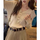 リブニット vネックニット やわらかヤク風ニット | COCOMOMO | 詳細画像25 