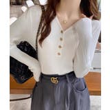 リブニット vネックニット やわらかヤク風ニット | COCOMOMO | 詳細画像4 