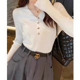 リブニット vネックニット やわらかヤク風ニット | COCOMOMO | 詳細画像5 