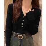 リブニット vネックニット やわらかヤク風ニット | COCOMOMO | 詳細画像7 