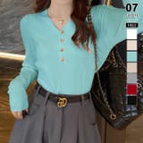 ライトグリーン | リブニット vネックニット やわらかヤク風ニット | COCOMOMO