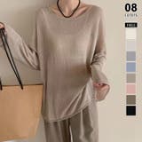 ライトブラウン | ゆるっと大人カジュアル シアーニット ラウンドネック | COCOMOMO