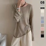 ライトグリーン | ゆるっと大人カジュアル シアーニット ラウンドネック | COCOMOMO