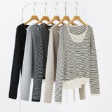 レイヤード風トップス ニット ボーダー | COCOMOMO | 詳細画像18