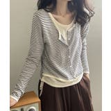 レイヤード風トップス ニット ボーダー | COCOMOMO | 詳細画像2