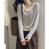 レイヤード風トップス ニット ボーダー | COCOMOMO | 詳細画像3