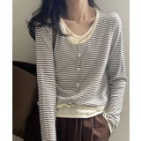 レイヤード風トップス ニット ボーダー | COCOMOMO | 詳細画像6