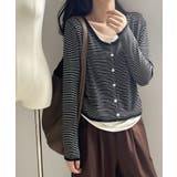 レイヤード風トップス ニット ボーダー | COCOMOMO | 詳細画像7