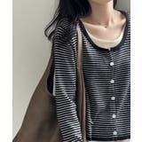 レイヤード風トップス ニット ボーダー | COCOMOMO | 詳細画像8