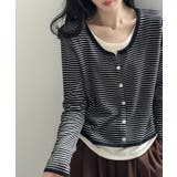 レイヤード風トップス ニット ボーダー | COCOMOMO | 詳細画像9