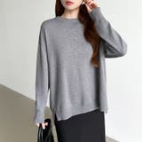 ゆったりロングニット サイドスリット オフィスカジュアル | COCOMOMO | 詳細画像2