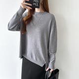 ゆったりロングニット サイドスリット オフィスカジュアル | COCOMOMO | 詳細画像4