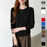 ブラック | クルーネックニット 長袖ニット ニット | COCOMOMO