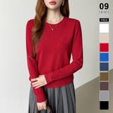 レッド | クルーネックニット 長袖ニット ニット | COCOMOMO