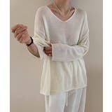 大人のゆるカジルーズニット シアーニット Vネック | COCOMOMO | 詳細画像21