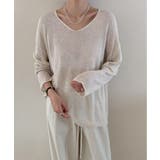 大人のゆるカジルーズニット シアーニット Vネック | COCOMOMO | 詳細画像6