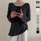 ブラック | 大人のゆるカジルーズニット シアーニット Vネック | COCOMOMO