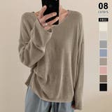 ライトグリーン | 大人のゆるカジルーズニット シアーニット Vネック | COCOMOMO