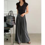 タックパンツ ワイドパンツ オフィスカジュアル | COCOMOMO | 詳細画像6 