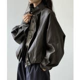 フェイクレザージャケット スタンドカラー ジャケット | COCOMOMO | 詳細画像3