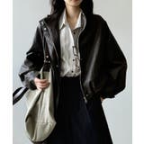 フェイクレザージャケット スタンドカラー ジャケット | COCOMOMO | 詳細画像4