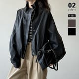 ブラック | フェイクレザージャケット スタンドカラー ジャケット | COCOMOMO