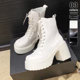 ホワイト | 厚底レースアップブーツ 厚底ブーツ ショートブーツ | COCOMOMO