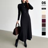 ブラック | パススリーブワンピース ニットワンピース ロングワンピース | COCOMOMO