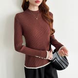 新色登場！袖ボタン配色ニット リブニット バイカラーニット | COCOMOMO | 詳細画像11 