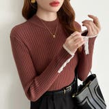 新色登場！袖ボタン配色ニット リブニット バイカラーニット | COCOMOMO | 詳細画像15 