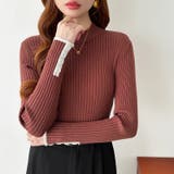 新色登場！袖ボタン配色ニット リブニット バイカラーニット | COCOMOMO | 詳細画像16 