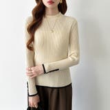 新色登場！袖ボタン配色ニット リブニット バイカラーニット | COCOMOMO | 詳細画像18 