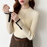 新色登場！袖ボタン配色ニット リブニット バイカラーニット | COCOMOMO | 詳細画像20 