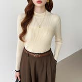 新色登場！袖ボタン配色ニット リブニット バイカラーニット | COCOMOMO | 詳細画像21 