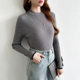 新色登場！袖ボタン配色ニット リブニット バイカラーニット | COCOMOMO | 詳細画像27 