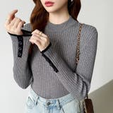 新色登場！袖ボタン配色ニット リブニット バイカラーニット | COCOMOMO | 詳細画像30 