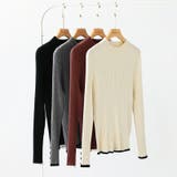 新色登場！袖ボタン配色ニット リブニット バイカラーニット | COCOMOMO | 詳細画像44 