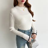 新色登場！袖ボタン配色ニット リブニット バイカラーニット | COCOMOMO | 詳細画像38 