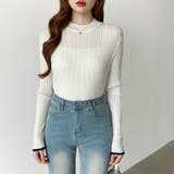 新色登場！袖ボタン配色ニット リブニット バイカラーニット | COCOMOMO | 詳細画像39 