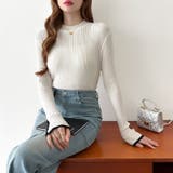 新色登場！袖ボタン配色ニット リブニット バイカラーニット | COCOMOMO | 詳細画像42 