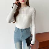 新色登場！袖ボタン配色ニット リブニット バイカラーニット | COCOMOMO | 詳細画像43 