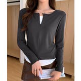 レイヤード風カットソー ハーフジップ 長袖カットソー | COCOMOMO | 詳細画像9 