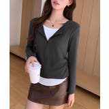 レイヤード風カットソー ハーフジップ 長袖カットソー | COCOMOMO | 詳細画像11 