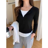 レイヤード風カットソー ハーフジップ 長袖カットソー | COCOMOMO | 詳細画像12 