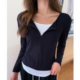 レイヤード風カットソー ハーフジップ 長袖カットソー | COCOMOMO | 詳細画像1 