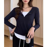 レイヤード風カットソー ハーフジップ 長袖カットソー | COCOMOMO | 詳細画像3 